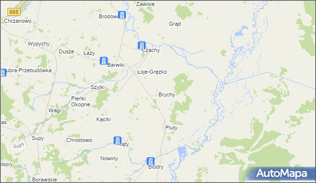 mapa Brychy, Brychy na mapie Targeo