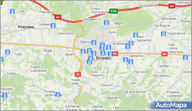 mapa Brzesko, Brzesko na mapie Targeo