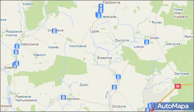 mapa Brzezinka gmina Namysłów, Brzezinka gmina Namysłów na mapie Targeo