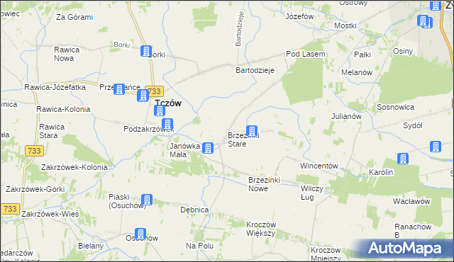 mapa Brzezinki Stare, Brzezinki Stare na mapie Targeo