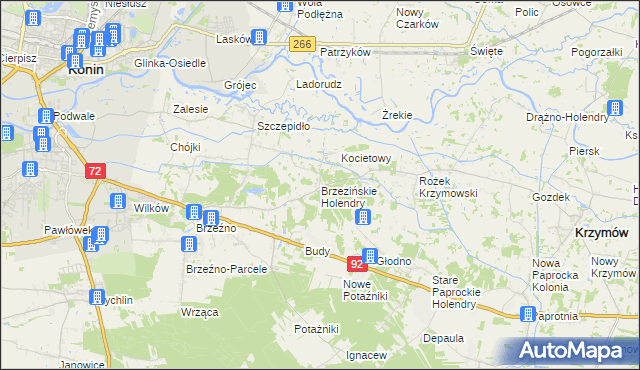 mapa Brzezińskie Holendry, Brzezińskie Holendry na mapie Targeo