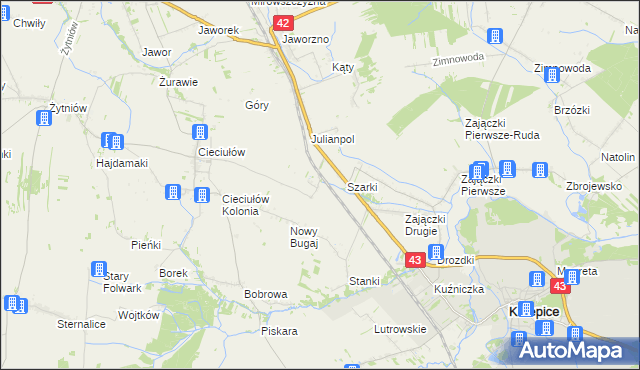 mapa Brzeziny Cieciułowskie, Brzeziny Cieciułowskie na mapie Targeo