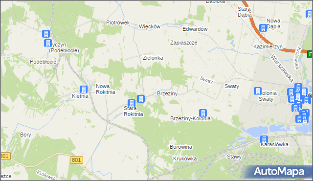 mapa Brzeziny gmina Stężyca, Brzeziny gmina Stężyca na mapie Targeo