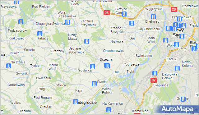 mapa Brzezna, Brzezna na mapie Targeo