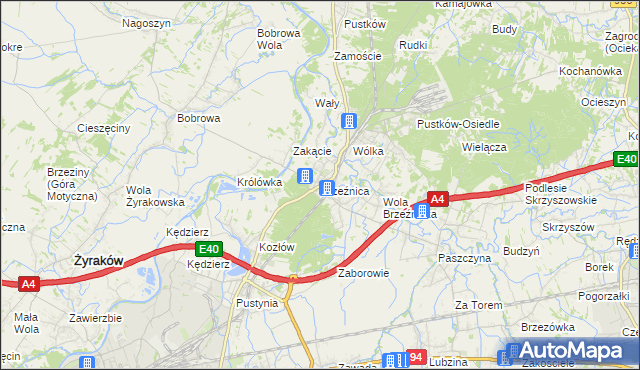 mapa Brzeźnica gmina Dębica, Brzeźnica gmina Dębica na mapie Targeo