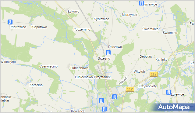 mapa Brzeźno gmina Karlino, Brzeźno gmina Karlino na mapie Targeo