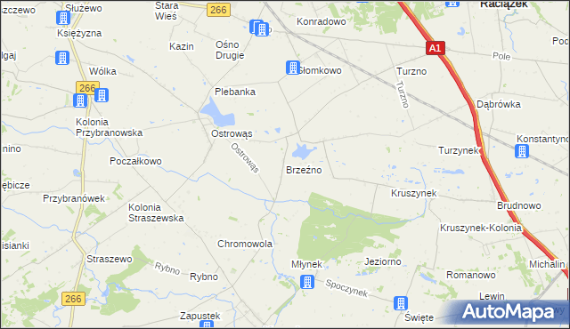 mapa Brzeźno gmina Koneck, Brzeźno gmina Koneck na mapie Targeo