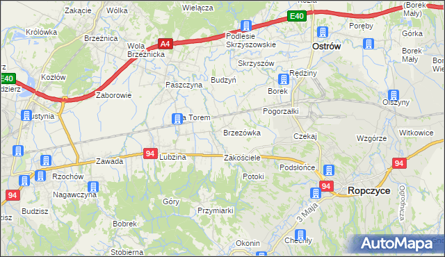 mapa Brzezówka gmina Ropczyce, Brzezówka gmina Ropczyce na mapie Targeo