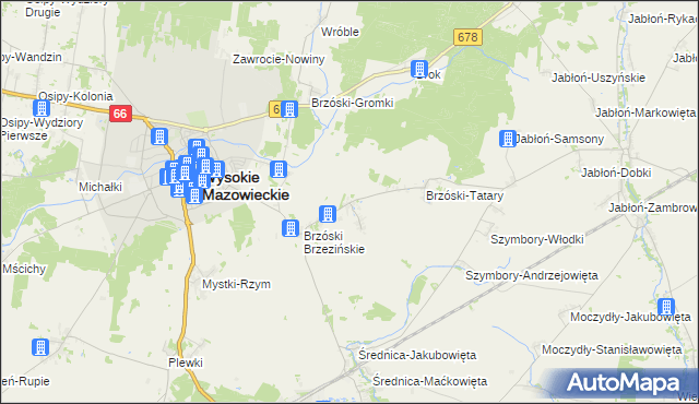 mapa Brzóski Stare, Brzóski Stare na mapie Targeo