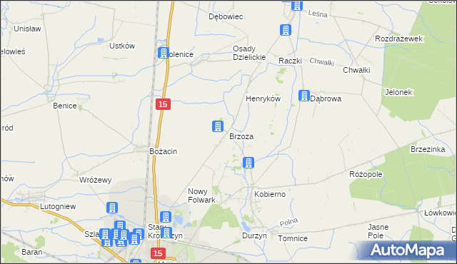 mapa Brzoza gmina Krotoszyn, Brzoza gmina Krotoszyn na mapie Targeo