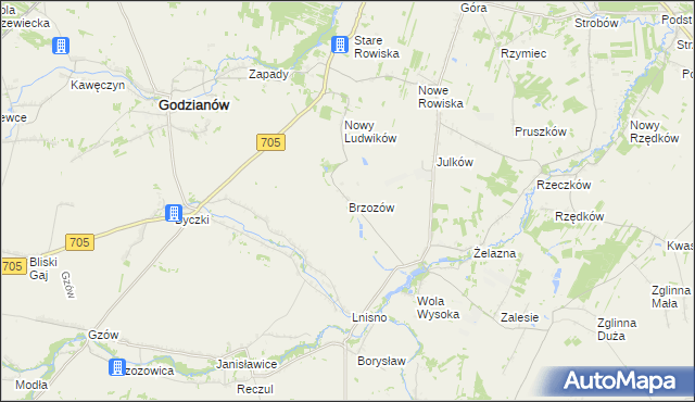 mapa Brzozów gmina Skierniewice, Brzozów gmina Skierniewice na mapie Targeo