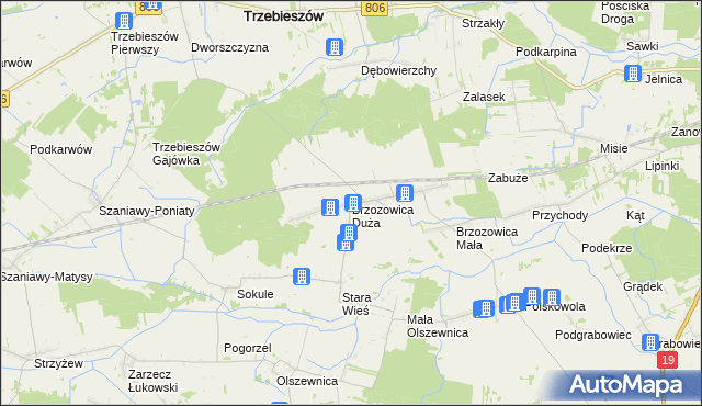 mapa Brzozowica Duża, Brzozowica Duża na mapie Targeo