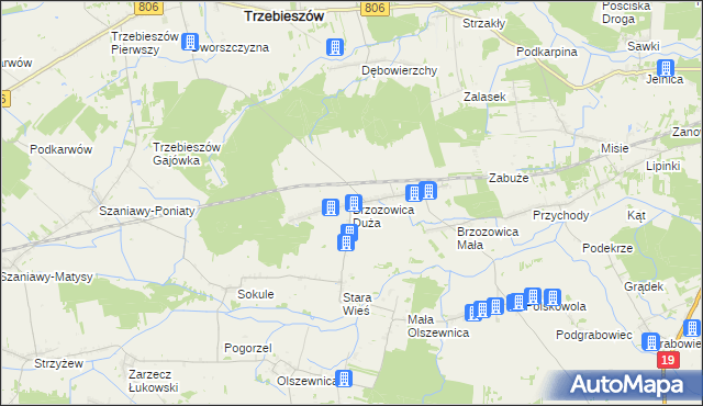 mapa Brzozowica Duża, Brzozowica Duża na mapie Targeo