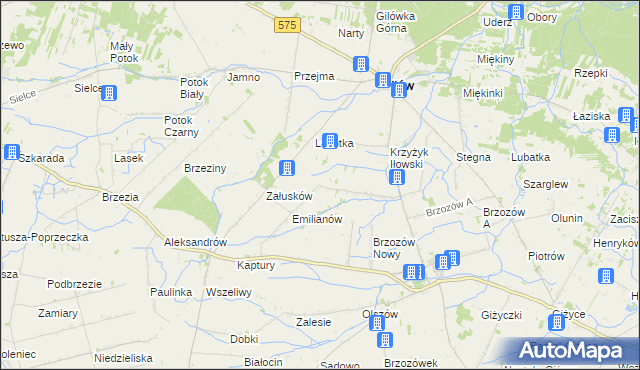 mapa Brzozowiec gmina Iłów, Brzozowiec gmina Iłów na mapie Targeo