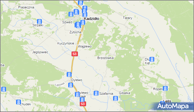 mapa Brzozówka gmina Kadzidło, Brzozówka gmina Kadzidło na mapie Targeo