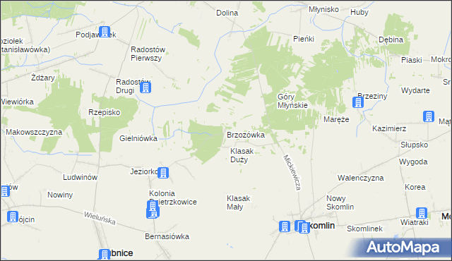 mapa Brzozówka gmina Łubnice, Brzozówka gmina Łubnice na mapie Targeo
