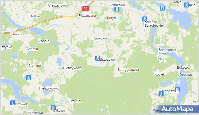 mapa Brzozowo gmina Lipnica, Brzozowo gmina Lipnica na mapie Targeo