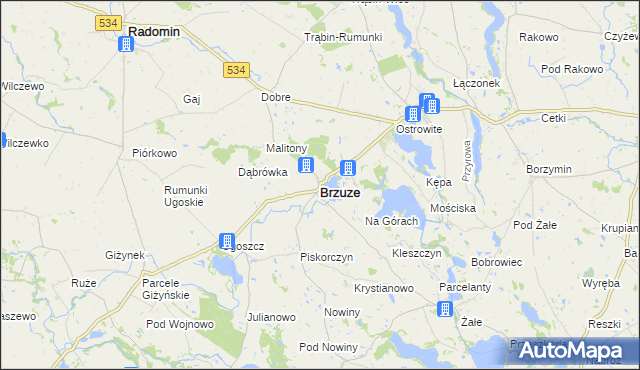 mapa Brzuze, Brzuze na mapie Targeo