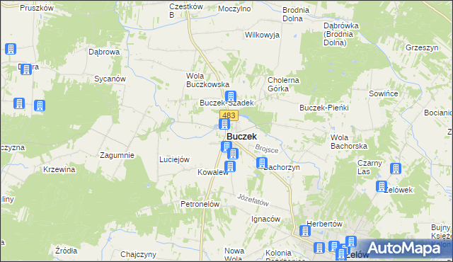 mapa Buczek powiat łaski, Buczek powiat łaski na mapie Targeo