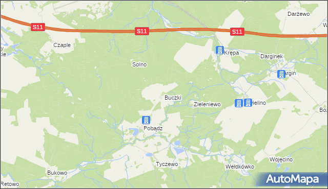 mapa Buczki gmina Tychowo, Buczki gmina Tychowo na mapie Targeo