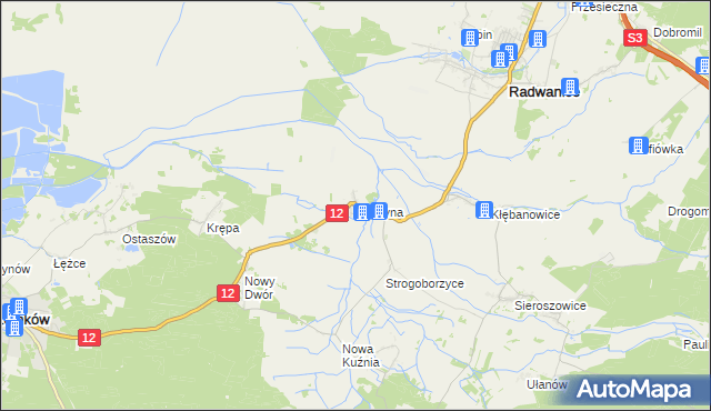 mapa Buczyna gmina Radwanice, Buczyna gmina Radwanice na mapie Targeo