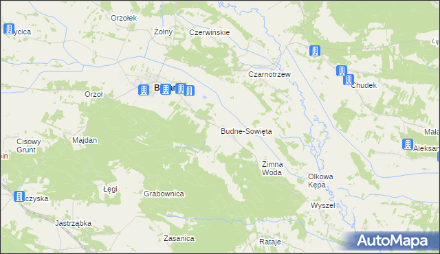 mapa Budne-Sowięta, Budne-Sowięta na mapie Targeo