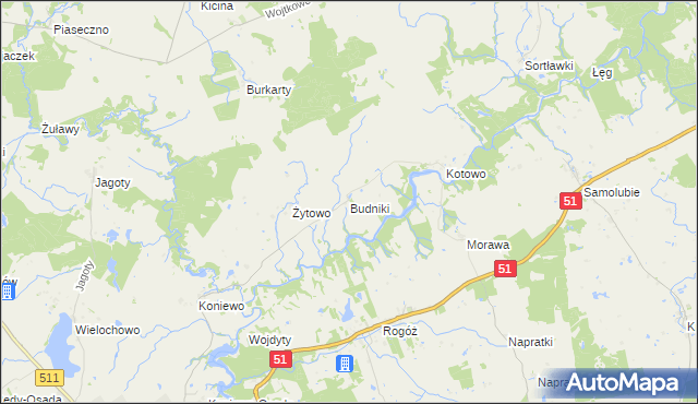 mapa Budniki, Budniki na mapie Targeo