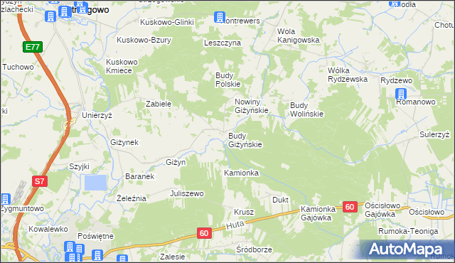 mapa Budy Giżyńskie, Budy Giżyńskie na mapie Targeo