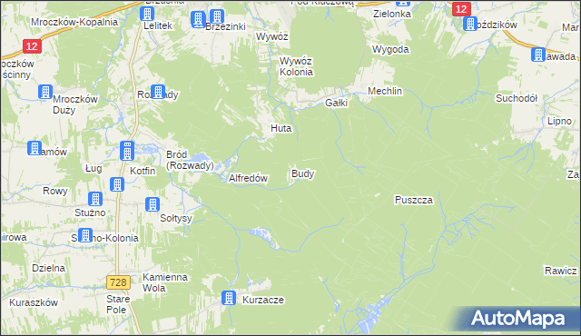 mapa Budy gmina Gielniów, Budy gmina Gielniów na mapie Targeo