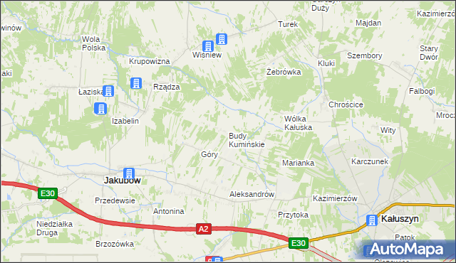 mapa Budy Kumińskie, Budy Kumińskie na mapie Targeo