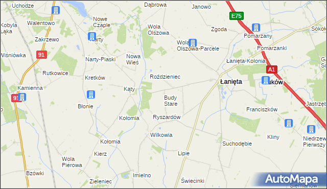 mapa Budy Stare gmina Łanięta, Budy Stare gmina Łanięta na mapie Targeo