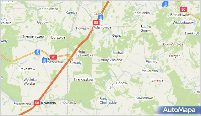 mapa Budy-Zasłona, Budy-Zasłona na mapie Targeo