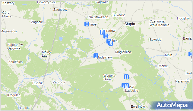 mapa Budzisław gmina Słupia Konecka, Budzisław gmina Słupia Konecka na mapie Targeo