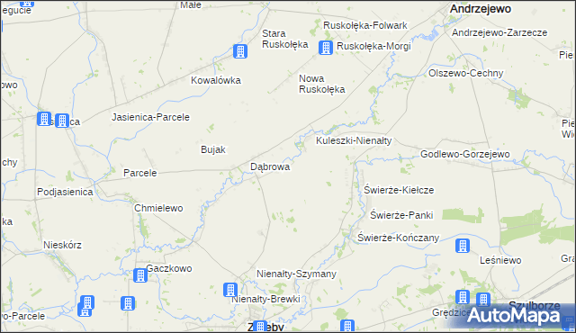 mapa Budziszewo gmina Zaręby Kościelne, Budziszewo gmina Zaręby Kościelne na mapie Targeo