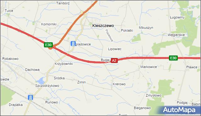 mapa Bugaj gmina Kleszczewo, Bugaj gmina Kleszczewo na mapie Targeo