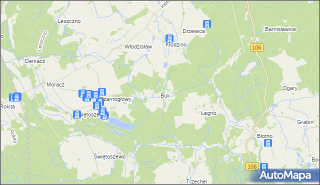 mapa Buk gmina Przybiernów, Buk gmina Przybiernów na mapie Targeo