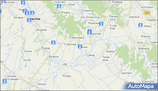 mapa Buków gmina Haczów, Buków gmina Haczów na mapie Targeo