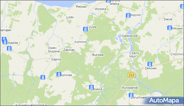 mapa Bukowa gmina Smołdzino, Bukowa gmina Smołdzino na mapie Targeo