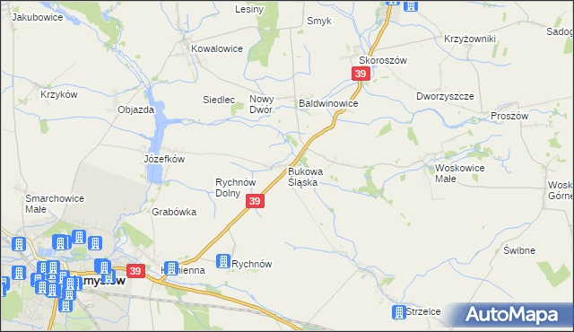 mapa Bukowa Śląska, Bukowa Śląska na mapie Targeo