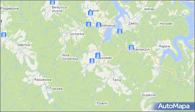 mapa Bukowiec gmina Solina, Bukowiec gmina Solina na mapie Targeo