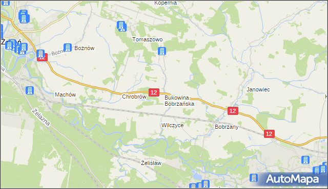 mapa Bukowina Bobrzańska, Bukowina Bobrzańska na mapie Targeo