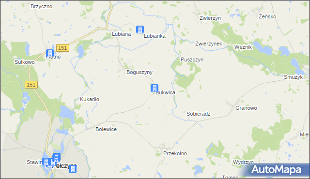 mapa Bukwica gmina Pełczyce, Bukwica gmina Pełczyce na mapie Targeo