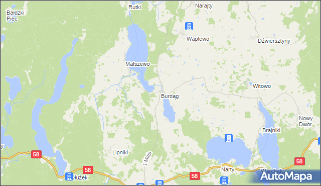 mapa Burdąg, Burdąg na mapie Targeo