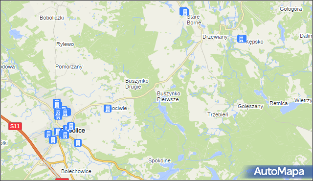 mapa Buszynko Pierwsze, Buszynko Pierwsze na mapie Targeo