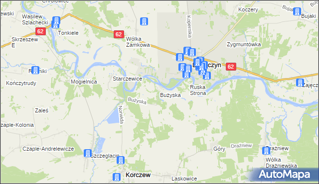 mapa Bużyska, Bużyska na mapie Targeo