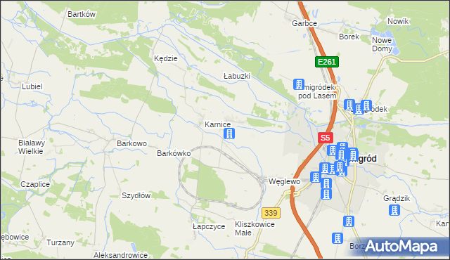 mapa Bychowo gmina Żmigród, Bychowo gmina Żmigród na mapie Targeo