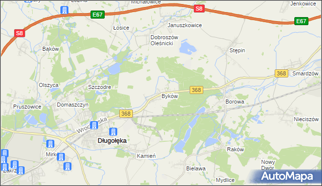 mapa Byków, Byków na mapie Targeo