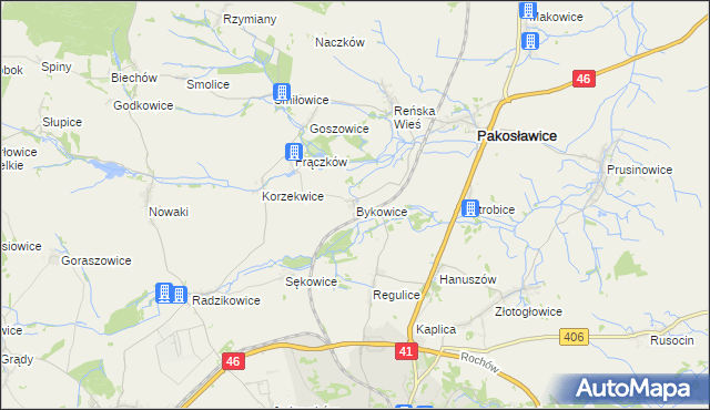 mapa Bykowice, Bykowice na mapie Targeo