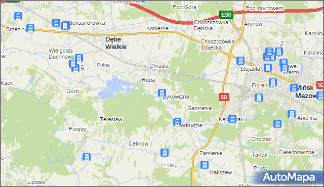 mapa Bykowizna, Bykowizna na mapie Targeo