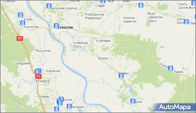 mapa Bystre gmina Krzeszów, Bystre gmina Krzeszów na mapie Targeo